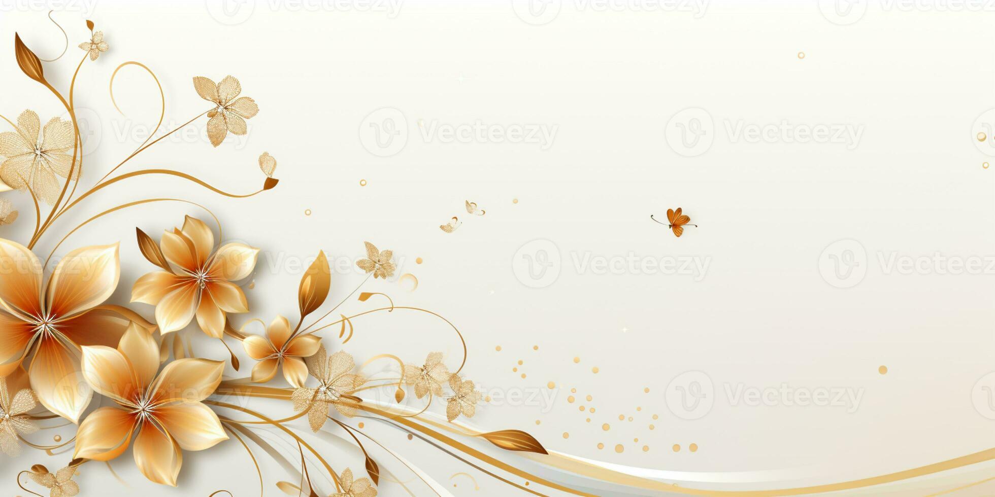 Abstract Shiny Luxury Frame, Gold Color on white background, Premium gift design, Party, invitation card, copy space for text, word, AI Generative photo