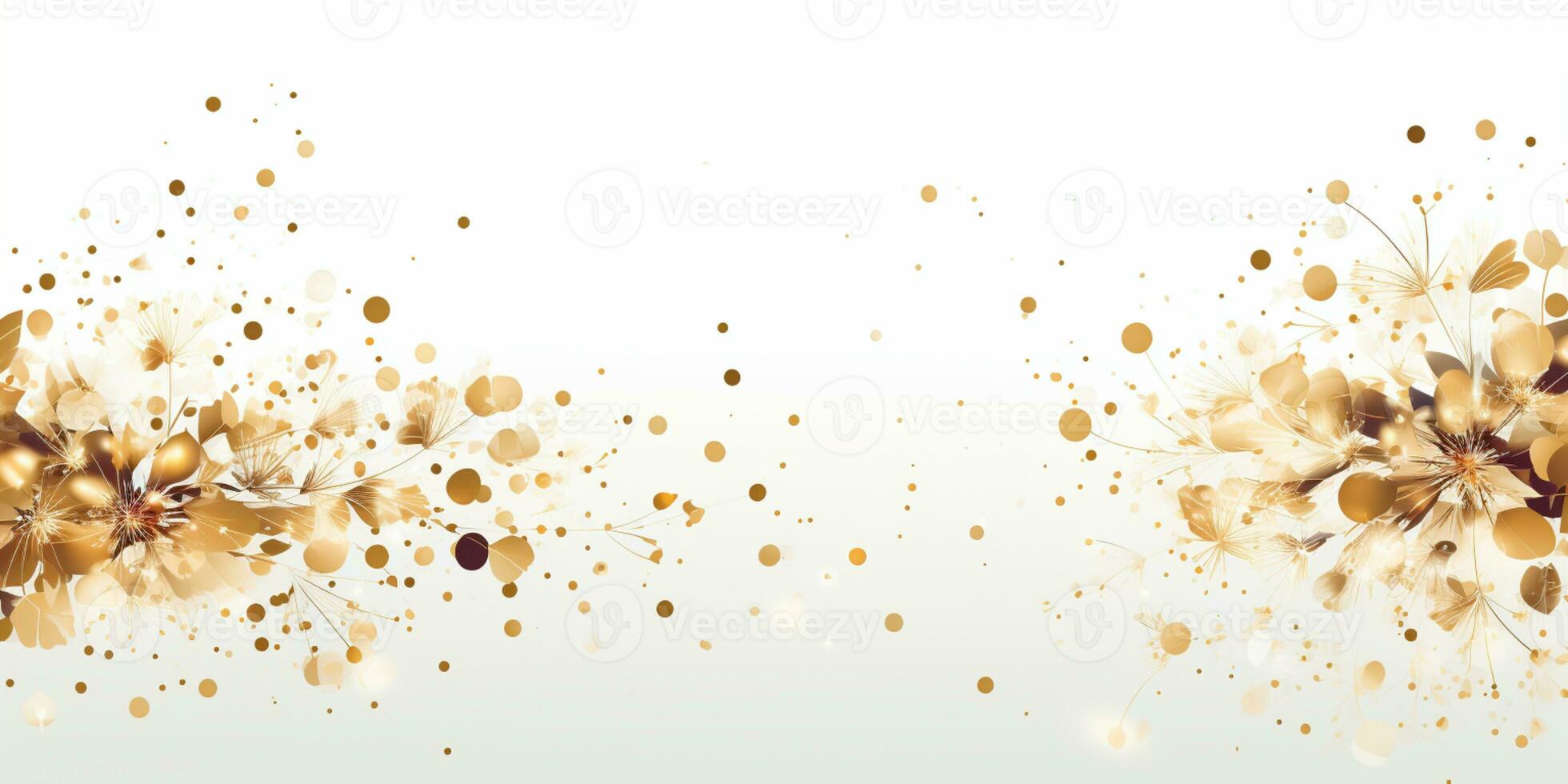 Abstract Shiny Luxury Frame, Gold Color on white background, Premium gift design, Party, invitation card, copy space for text, word, AI Generative photo