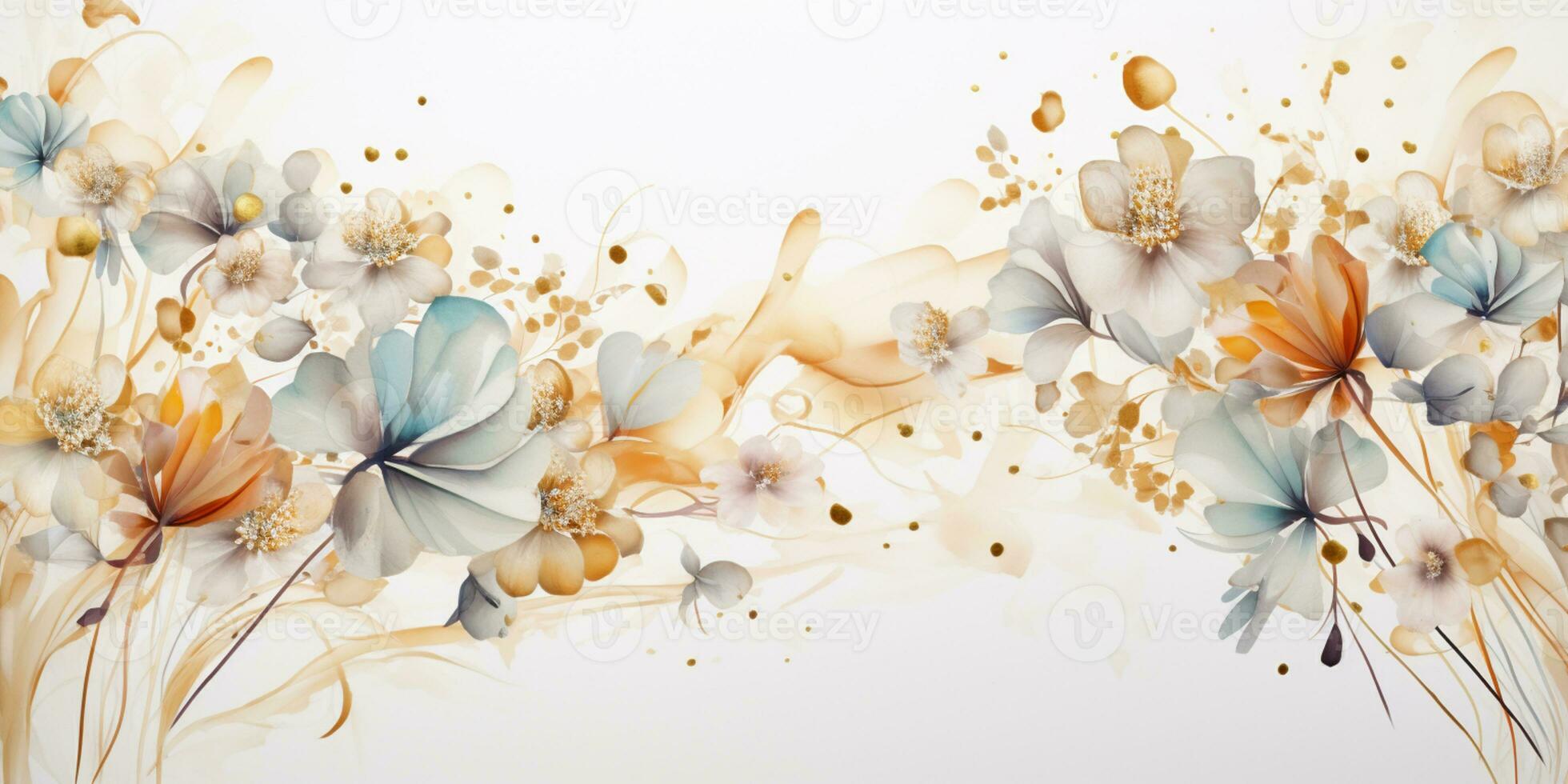 Abstract Shiny Luxury Frame, Gold Color on white background, Premium gift design, Party, invitation card, copy space for text, word, AI Generative photo