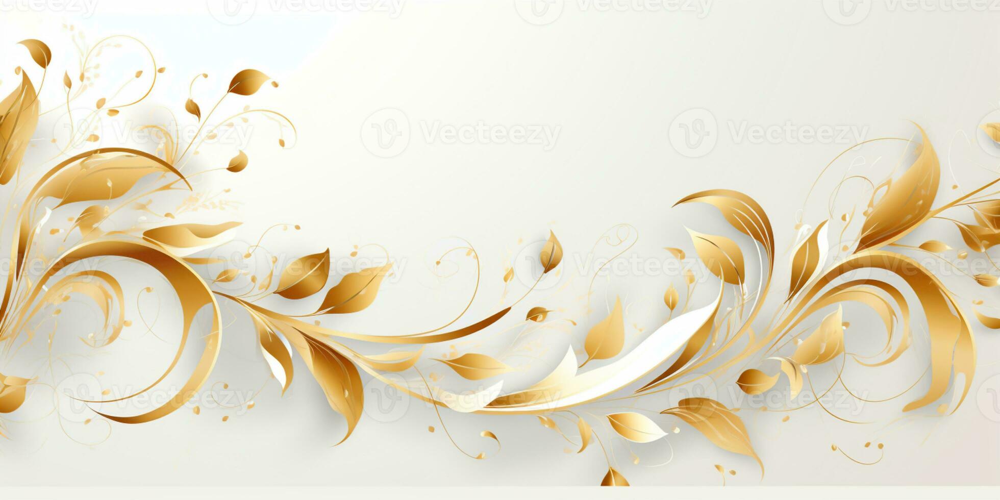 Abstract Shiny Luxury Frame, Gold Color on white background, Premium gift design, Party, invitation card, copy space for text, word, AI Generative photo