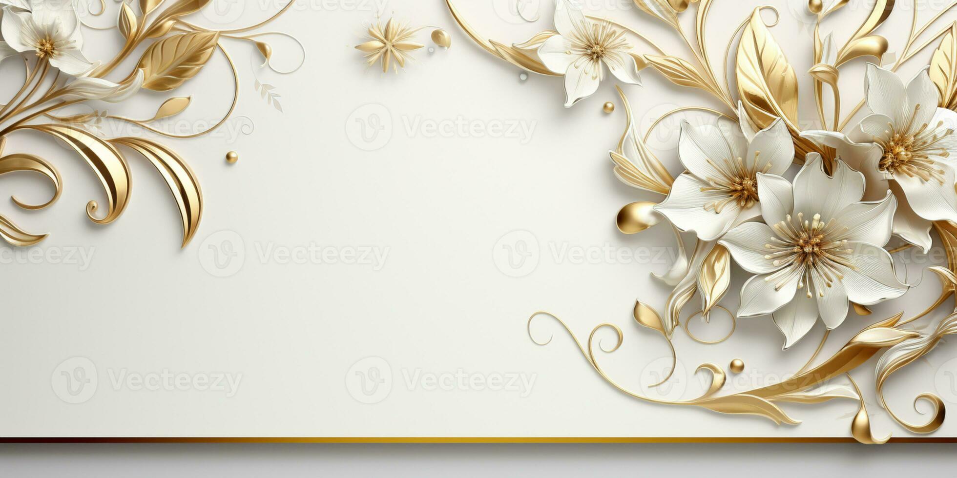 Abstract Shiny Luxury Frame, Gold Color on white background, Premium gift design, Party, invitation card, copy space for text, word, AI Generative photo