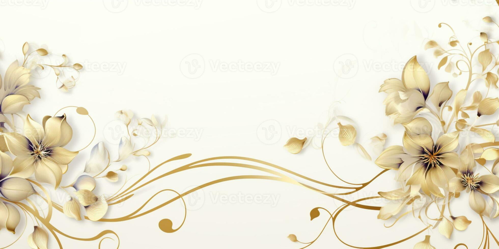 Abstract Shiny Luxury Frame, Gold Color on white background, Premium gift design, Party, invitation card, copy space for text, word, AI Generative photo