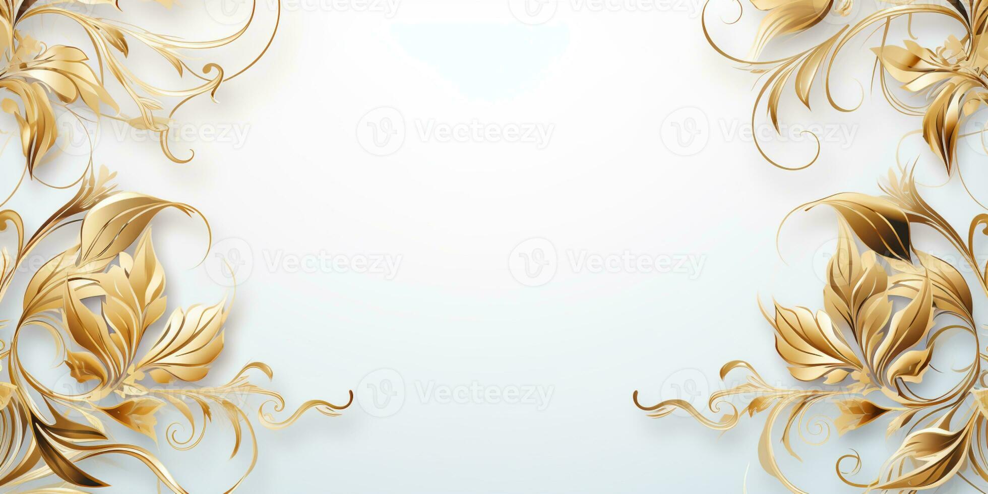 Abstract Shiny Luxury Frame, Gold Color on white background, Premium gift design, Party, invitation card, copy space for text, word, AI Generative photo