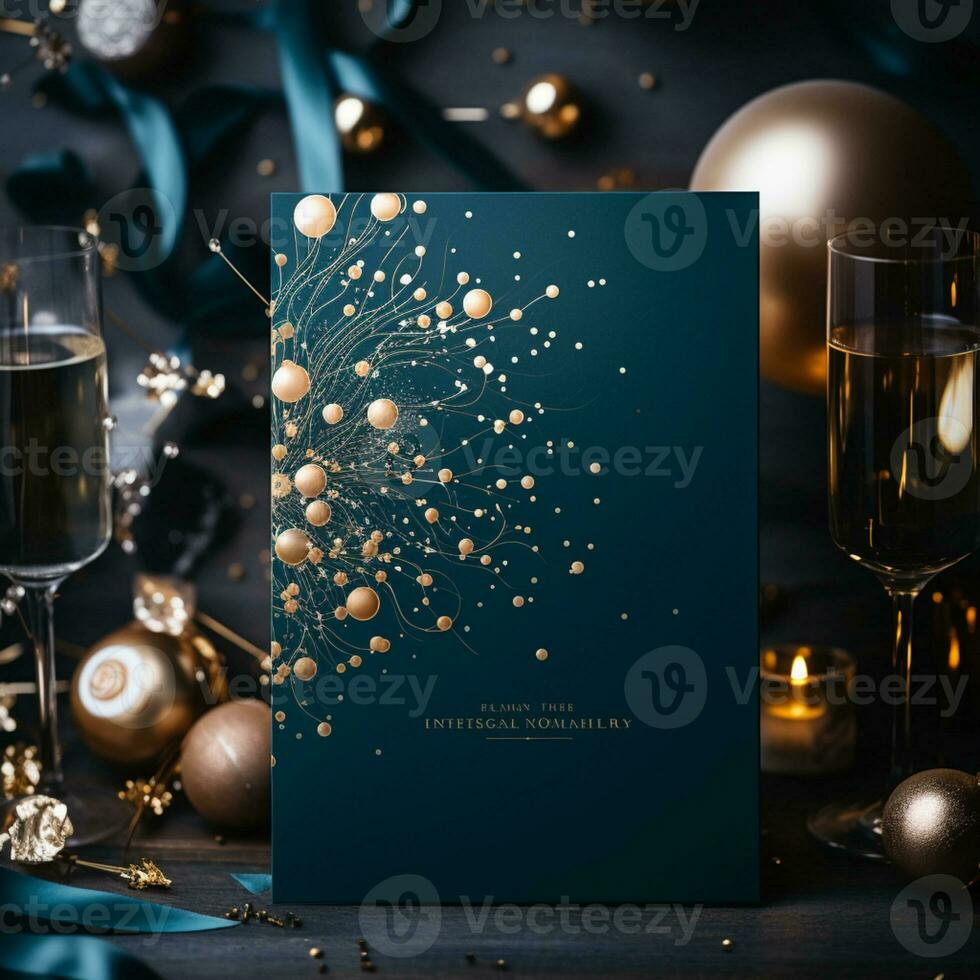 Luxury Frame Premium Party invitation card design, copy space for text, word, AI Generative photo