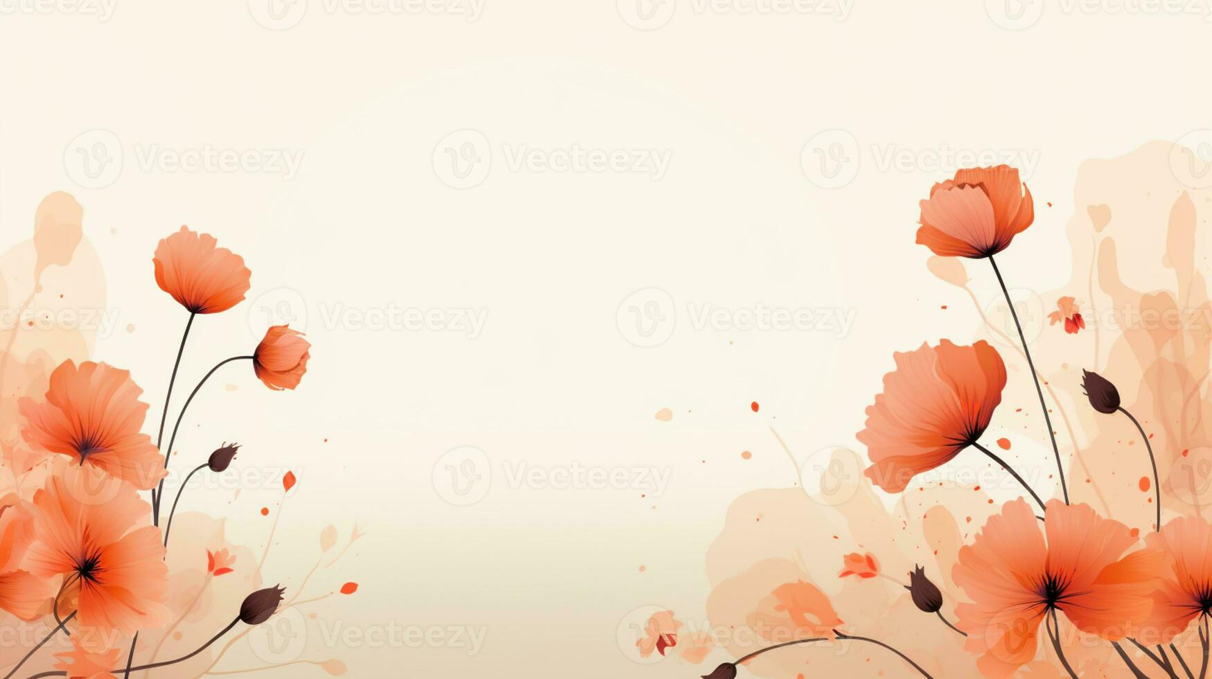Flower frame Watercolor art style, copy space for text, wedding and greeting card, AI Generative photo