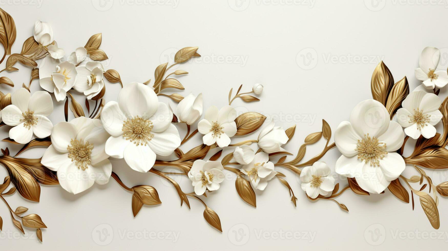 Flower frame Watercolor art style, copy space for text, wedding and greeting card, AI Generative photo