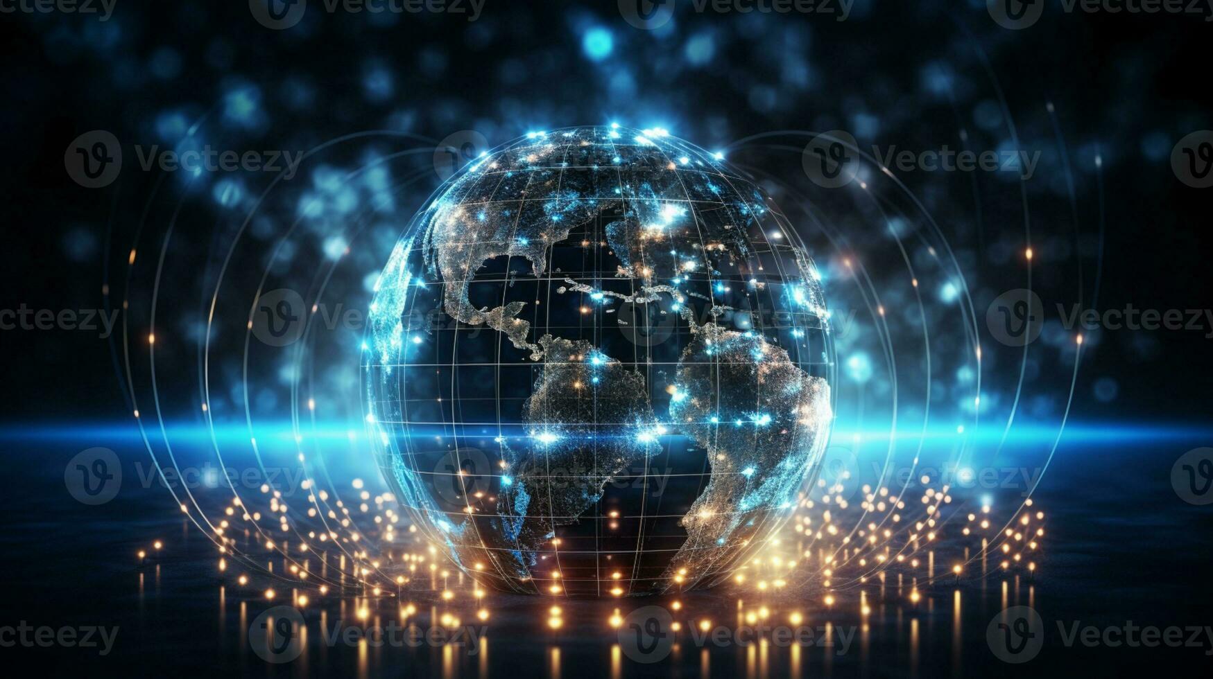 Global networking connection, Metaverse Technology, digital communication data exchanges, AI Generative photo