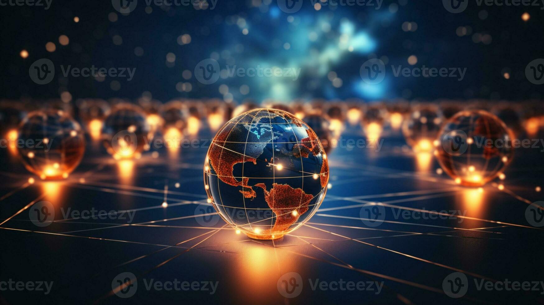 Global networking connection, Metaverse Technology, digital communication data exchanges, AI Generative photo
