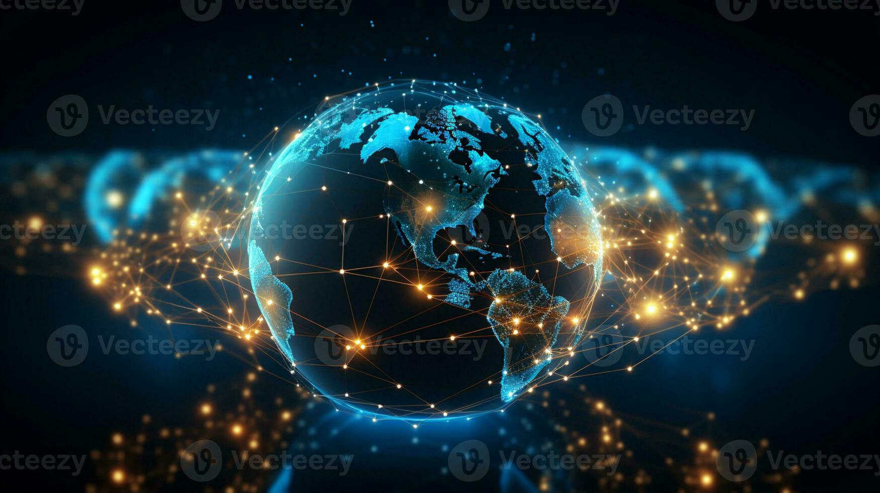 Global networking connection, Metaverse Technology, digital communication data exchanges, AI Generative photo