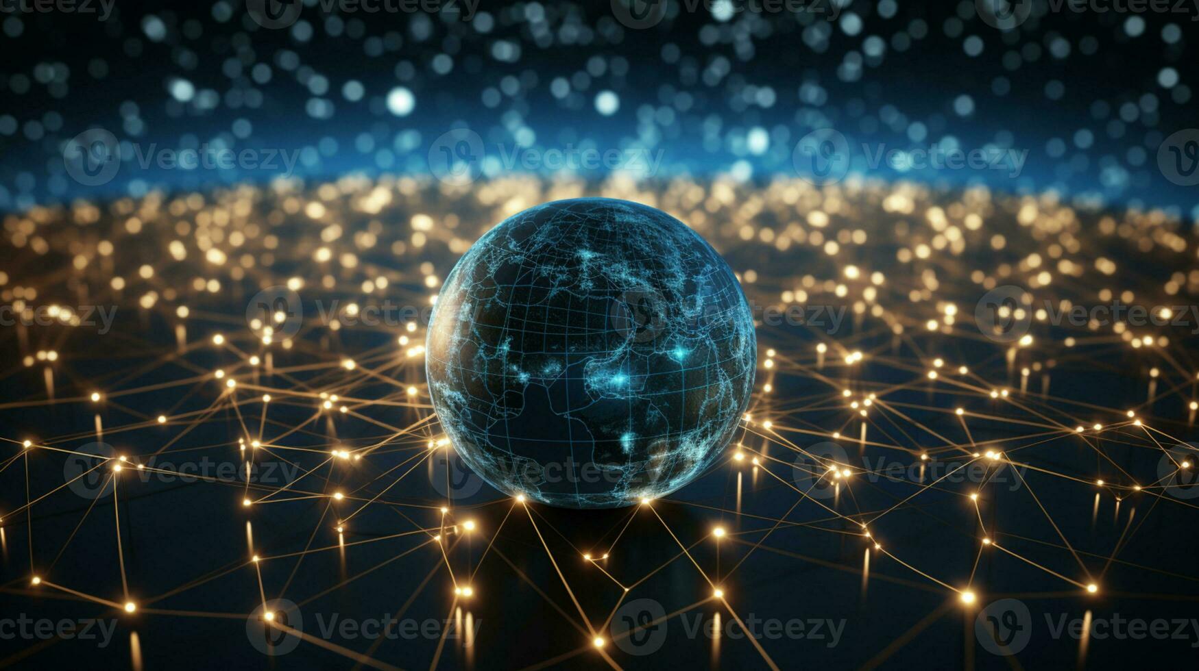 Global networking connection, Metaverse Technology, digital communication data exchanges, AI Generative photo