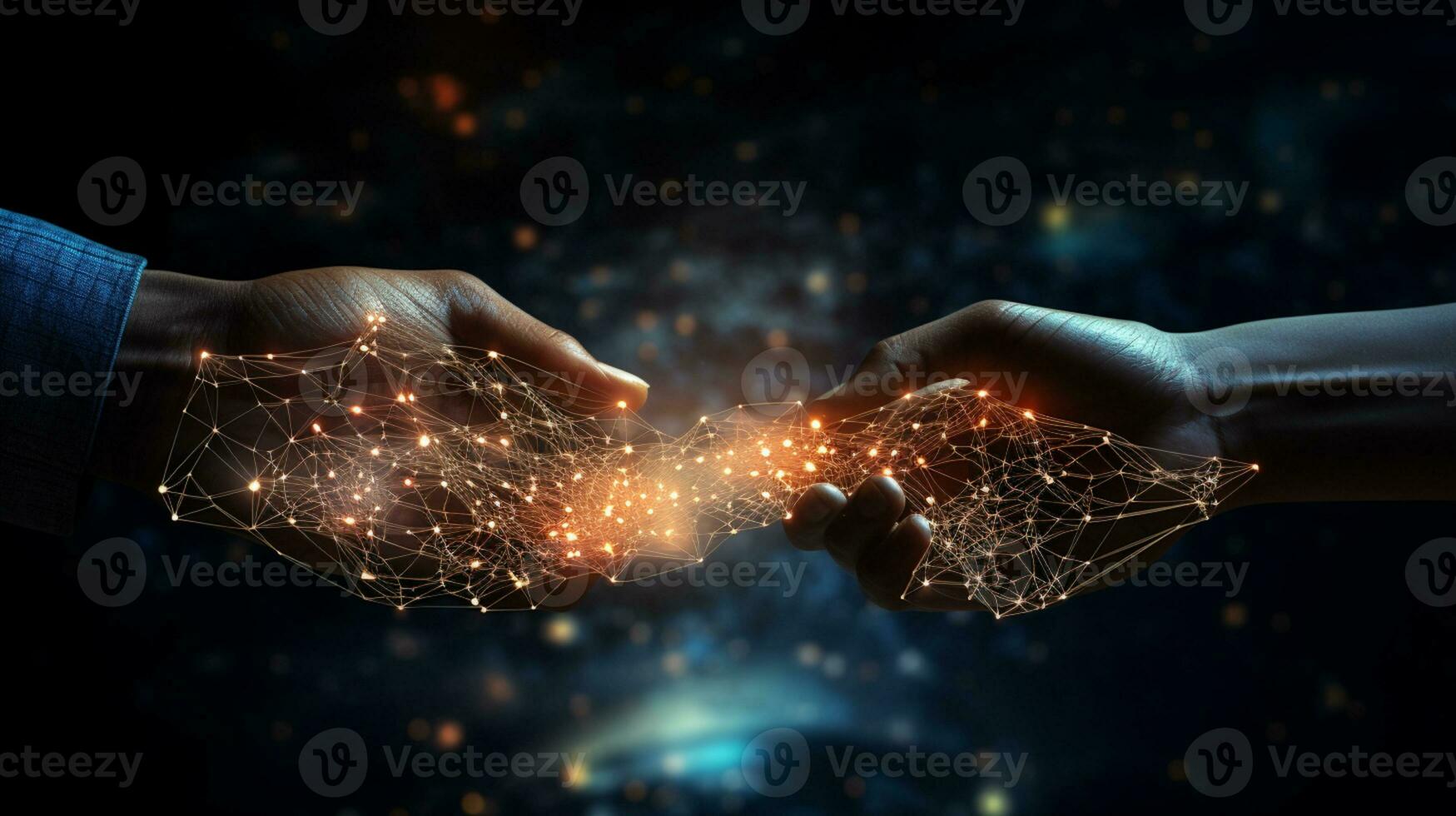 Global networking connection, Metaverse Technology, digital communication data exchanges, AI Generative photo