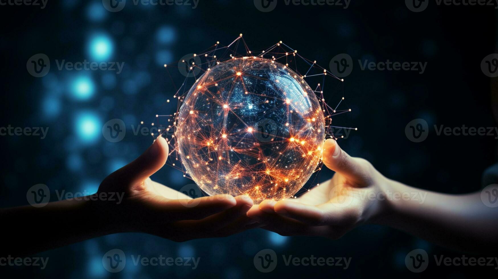 Global networking connection, Metaverse Technology, digital communication data exchanges, AI Generative photo