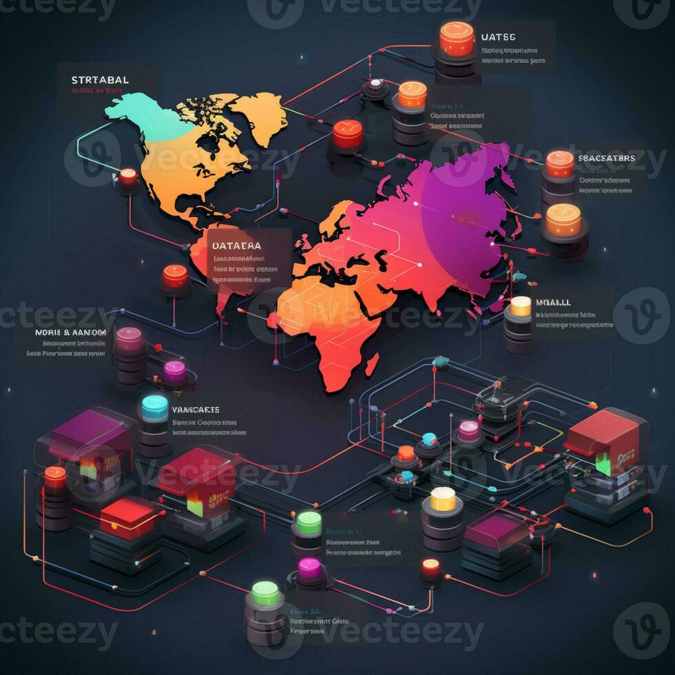 Global networking connection, Metaverse Technology, digital communication data exchanges, AI Generative photo