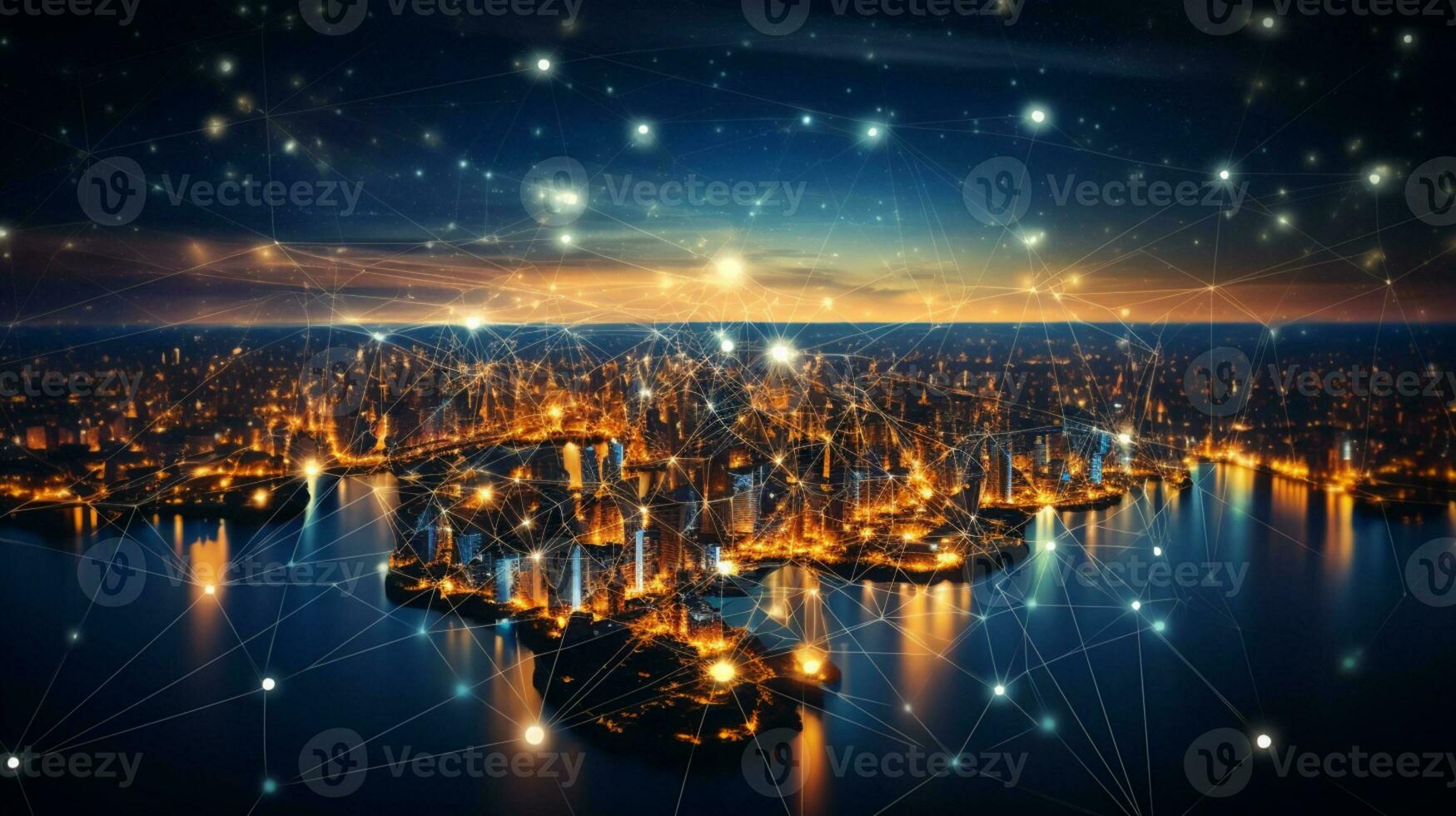 Global networking connection, Metaverse Technology, digital communication data exchanges, AI Generative photo