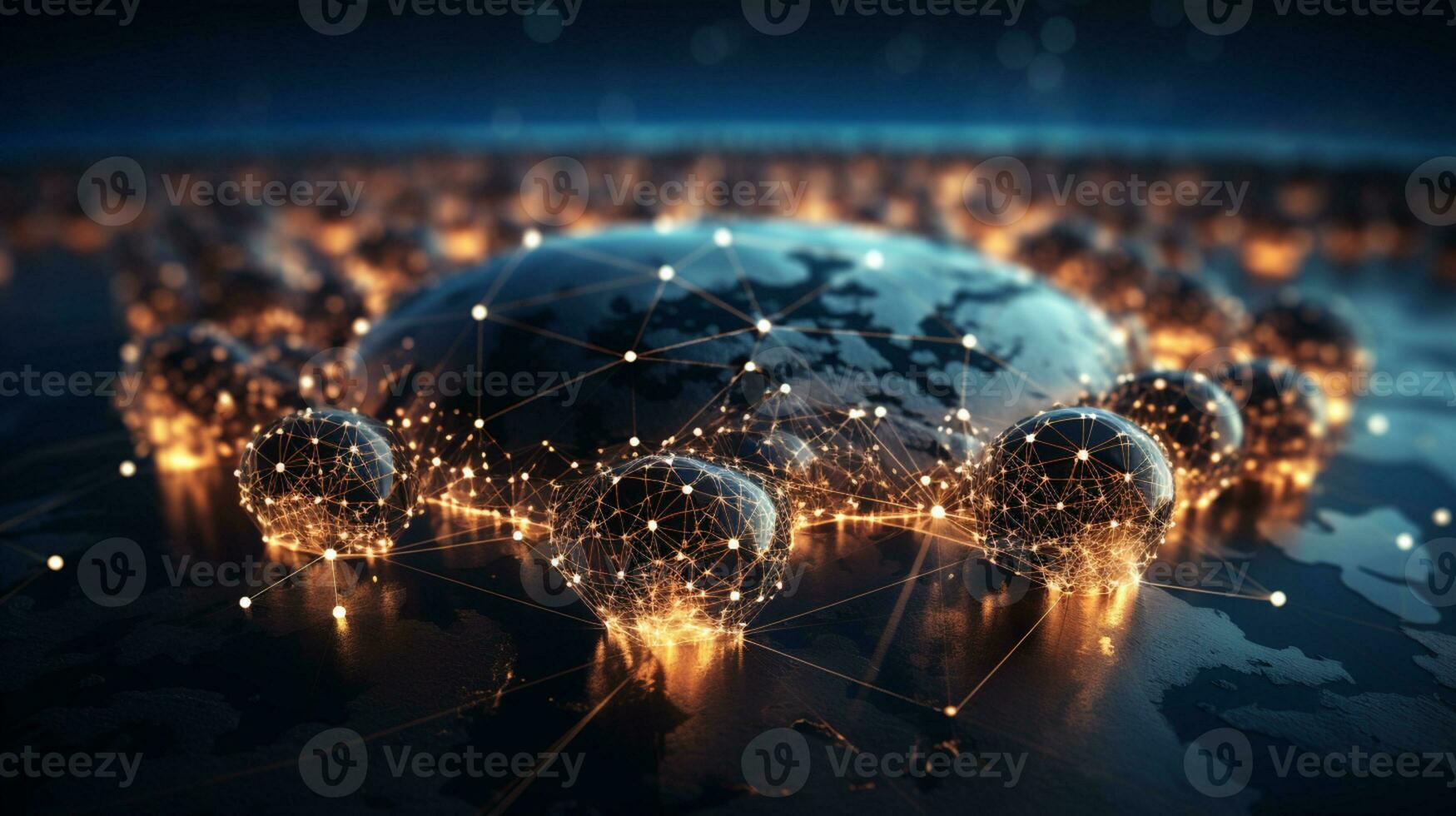 Global networking connection, Metaverse Technology, digital communication data exchanges, AI Generative photo