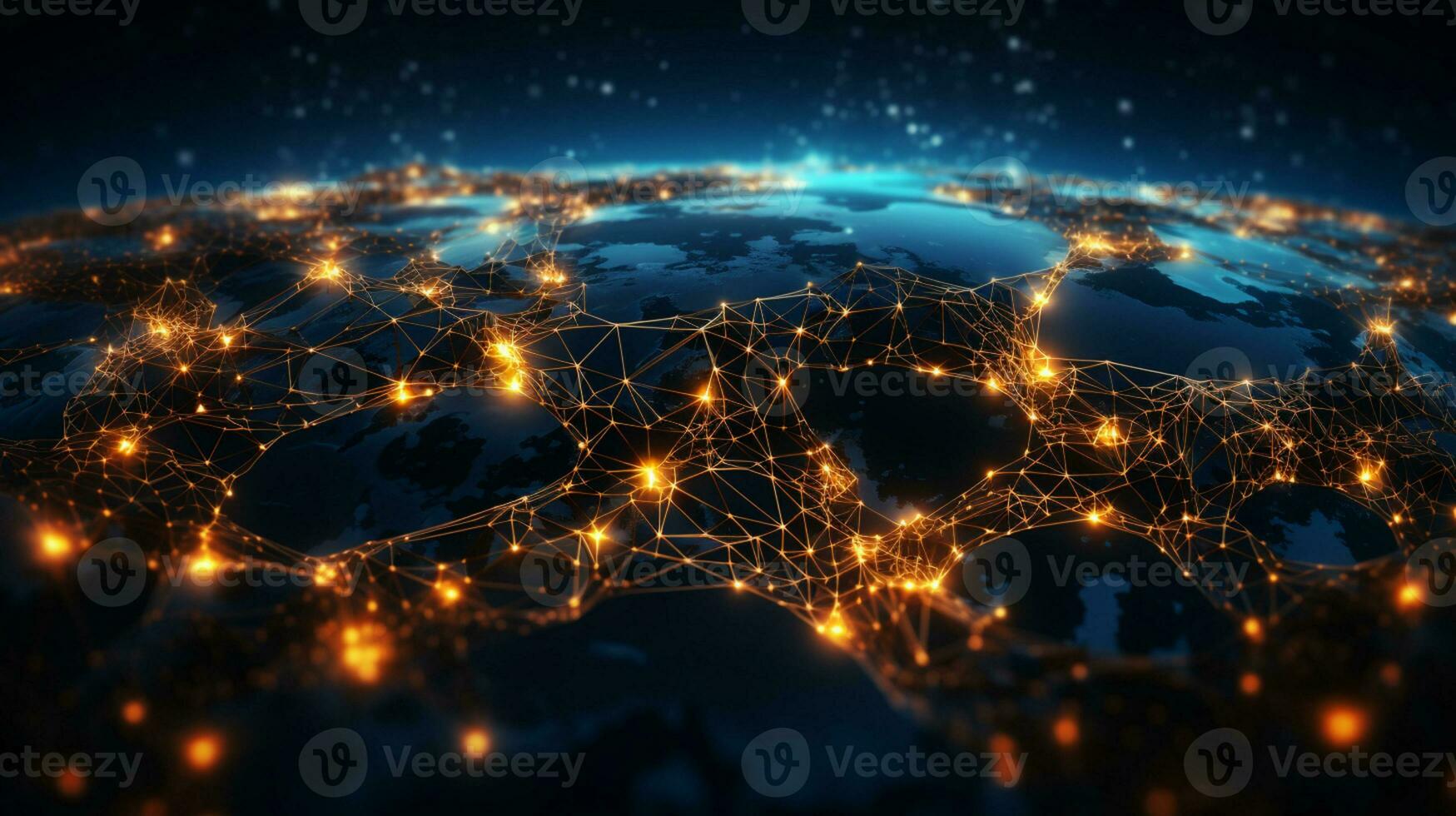 Global networking connection, Metaverse Technology, digital communication data exchanges, AI Generative photo