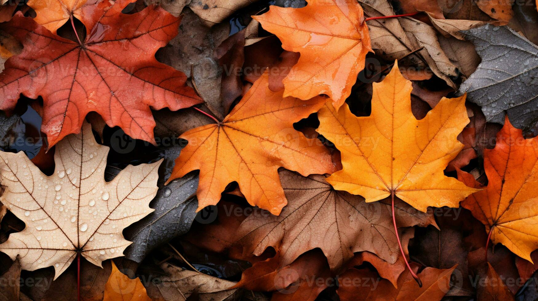 Colorful autumn leaves background, Multicolor maple leaves background. High quality resolution picture, AI Generative photo