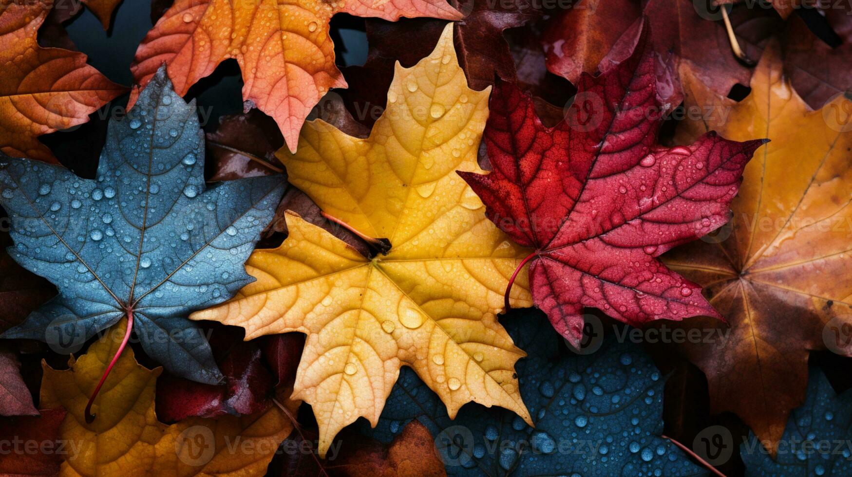 Colorful autumn leaves background, Multicolor maple leaves background. High quality resolution picture, AI Generative photo