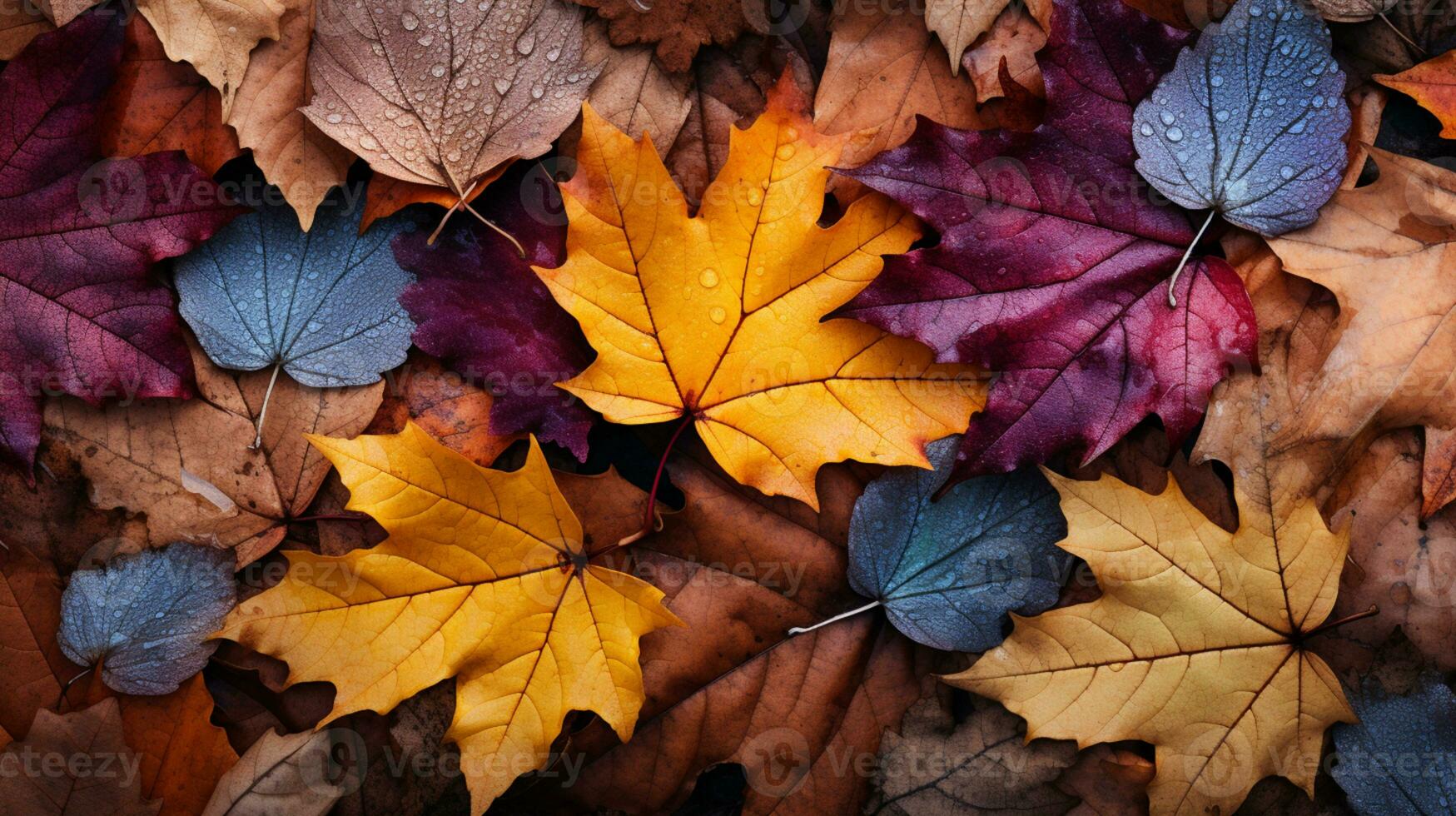 Colorful autumn leaves background, Multicolor maple leaves background. High quality resolution picture, AI Generative photo