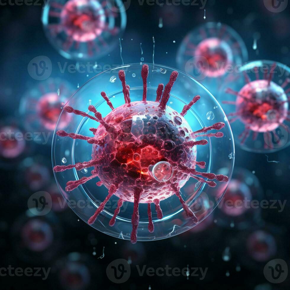 An illustration of cell immunity system, cell virus concept art, AI Generative photo