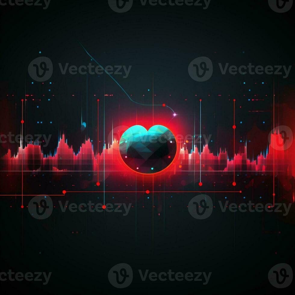 A heart shaped image with an pulse rate graphic, medical theme, AI Generative photo