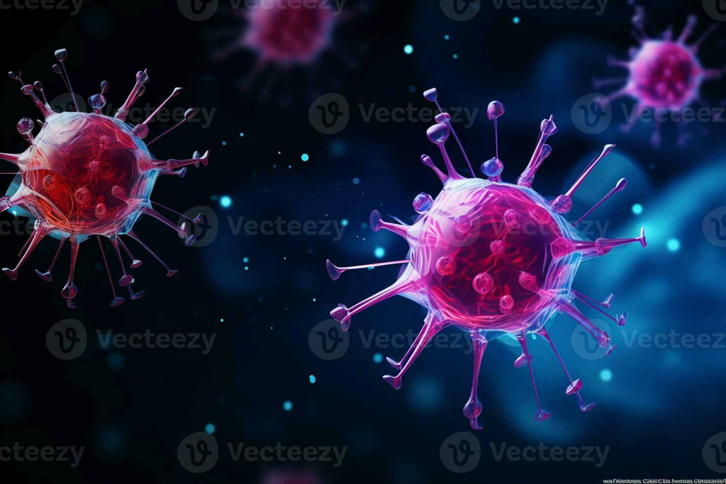 A group of cells that float on the surface of a background, cancer fighting 3d digital illustration, AI Generative photo