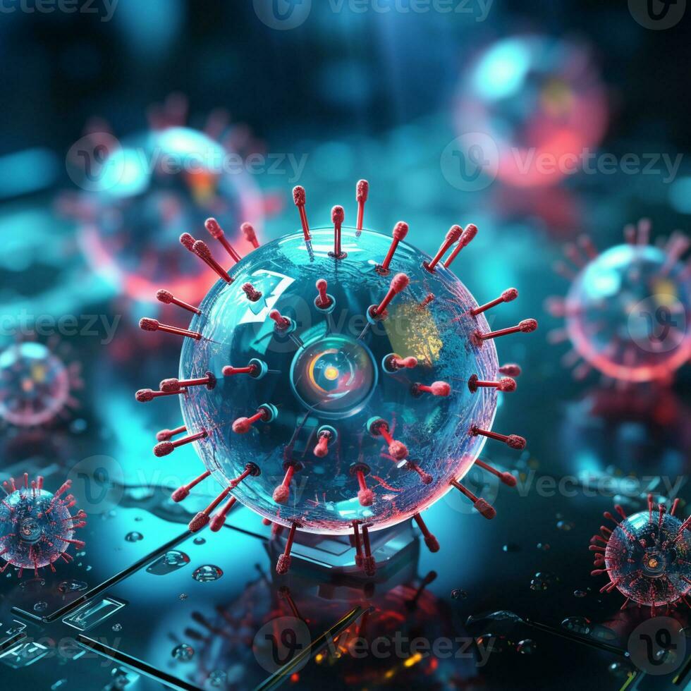 An illustration of cell immunity system, cell virus concept art, AI Generative photo