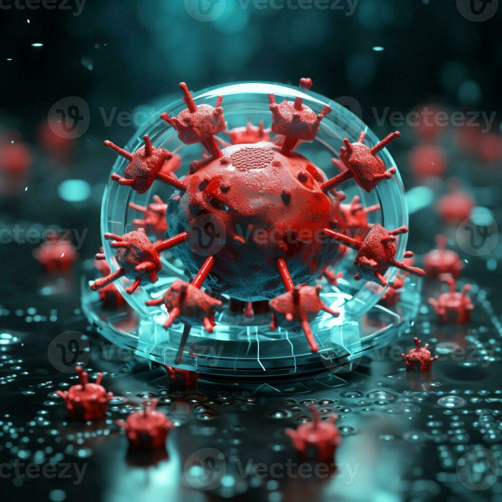 An illustration of cell immunity system, cell virus concept art, AI Generative photo
