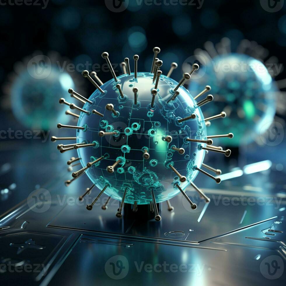 An illustration of cell immunity system, cell virus concept art, AI Generative photo