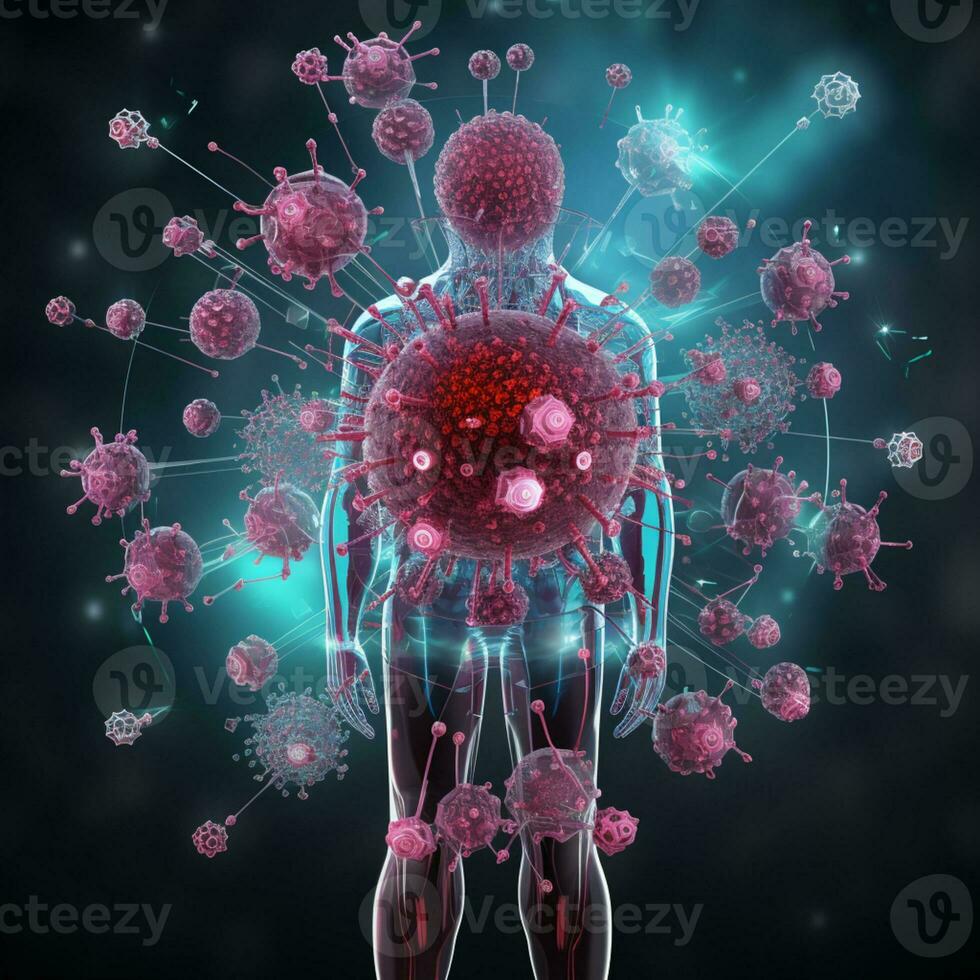 A illustration of cell immunity system, cell virus concept art, AI Generative photo