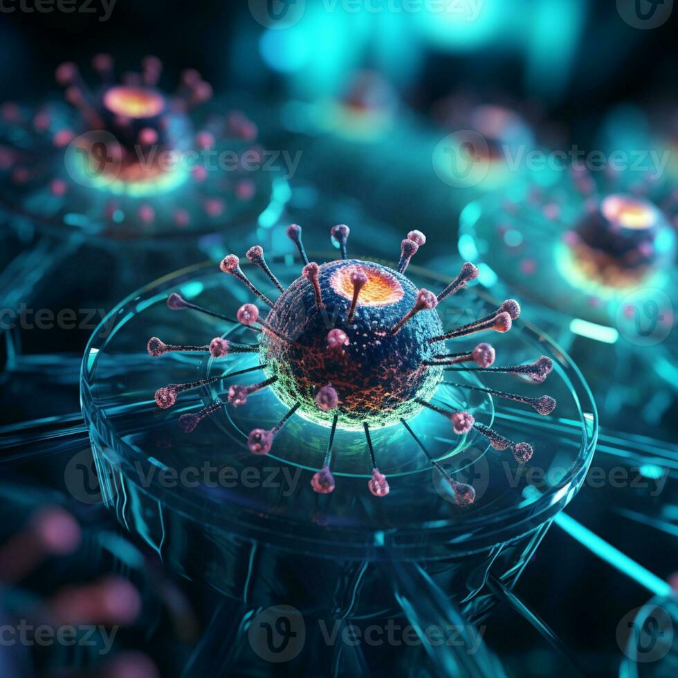 A illustration of cell immunity system, cell virus concept art, AI Generative photo