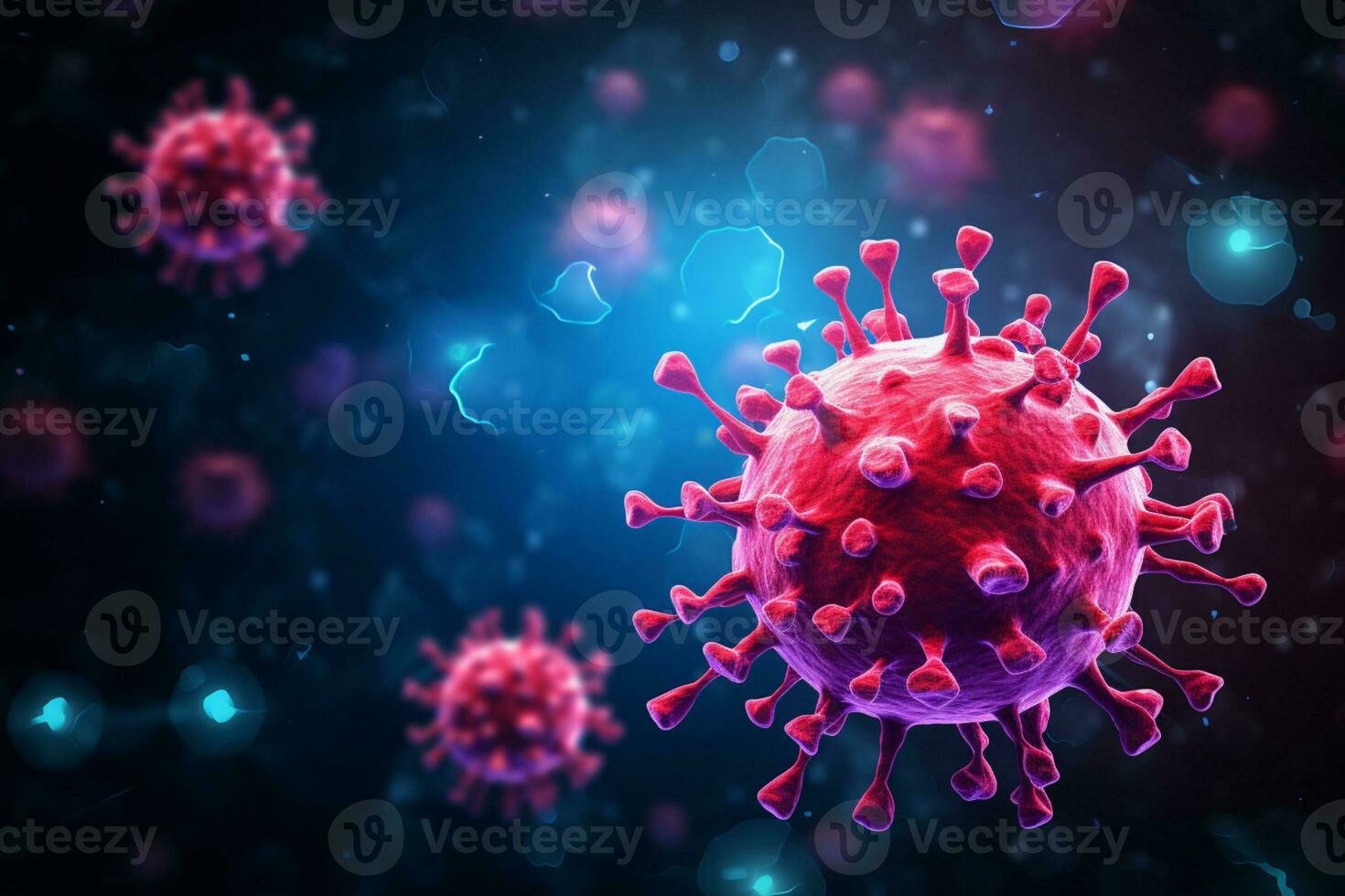 A group of cells that float on the surface of a background, cancer fighting 3d digital illustration, AI Generative photo