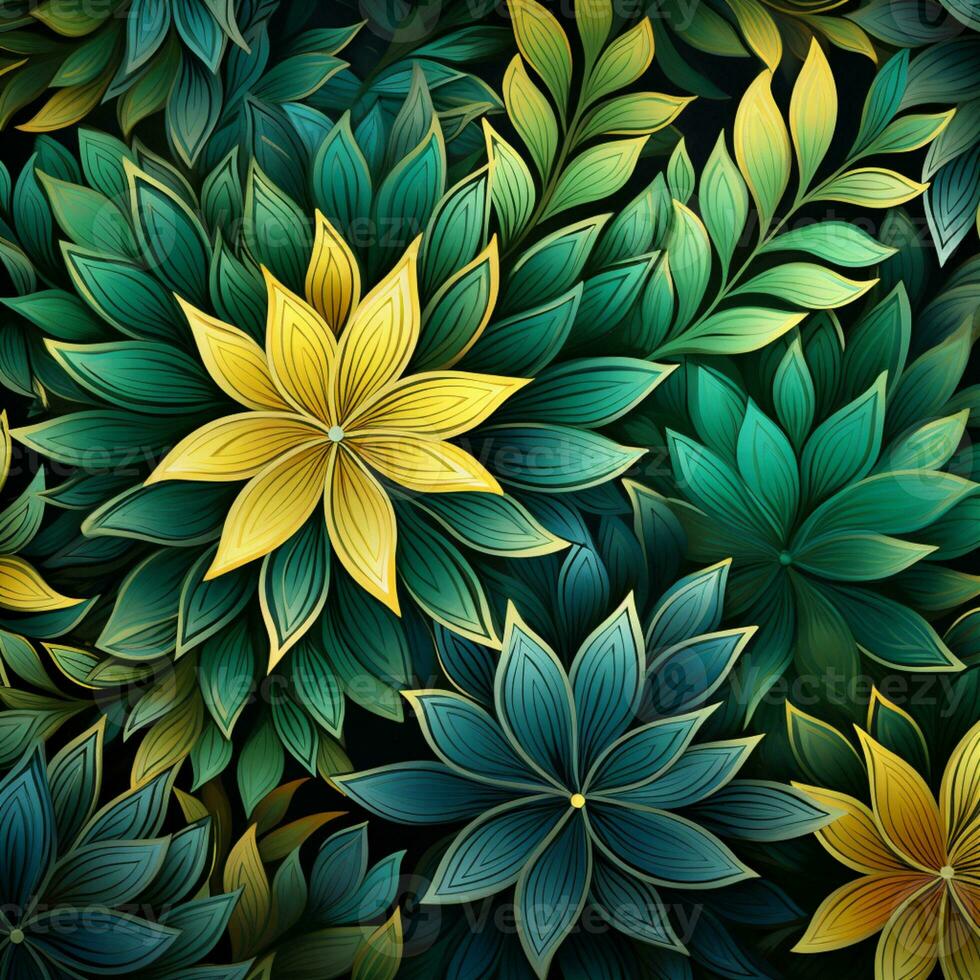 Abstract background colorful flower pattern, detailed shading, AI Generative photo