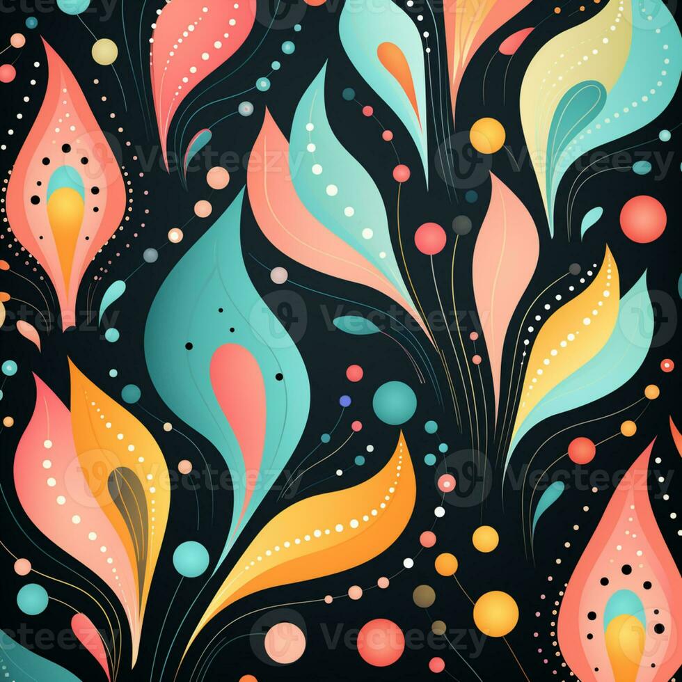 Abstract background colorful flower pattern, detailed shading, AI Generative photo