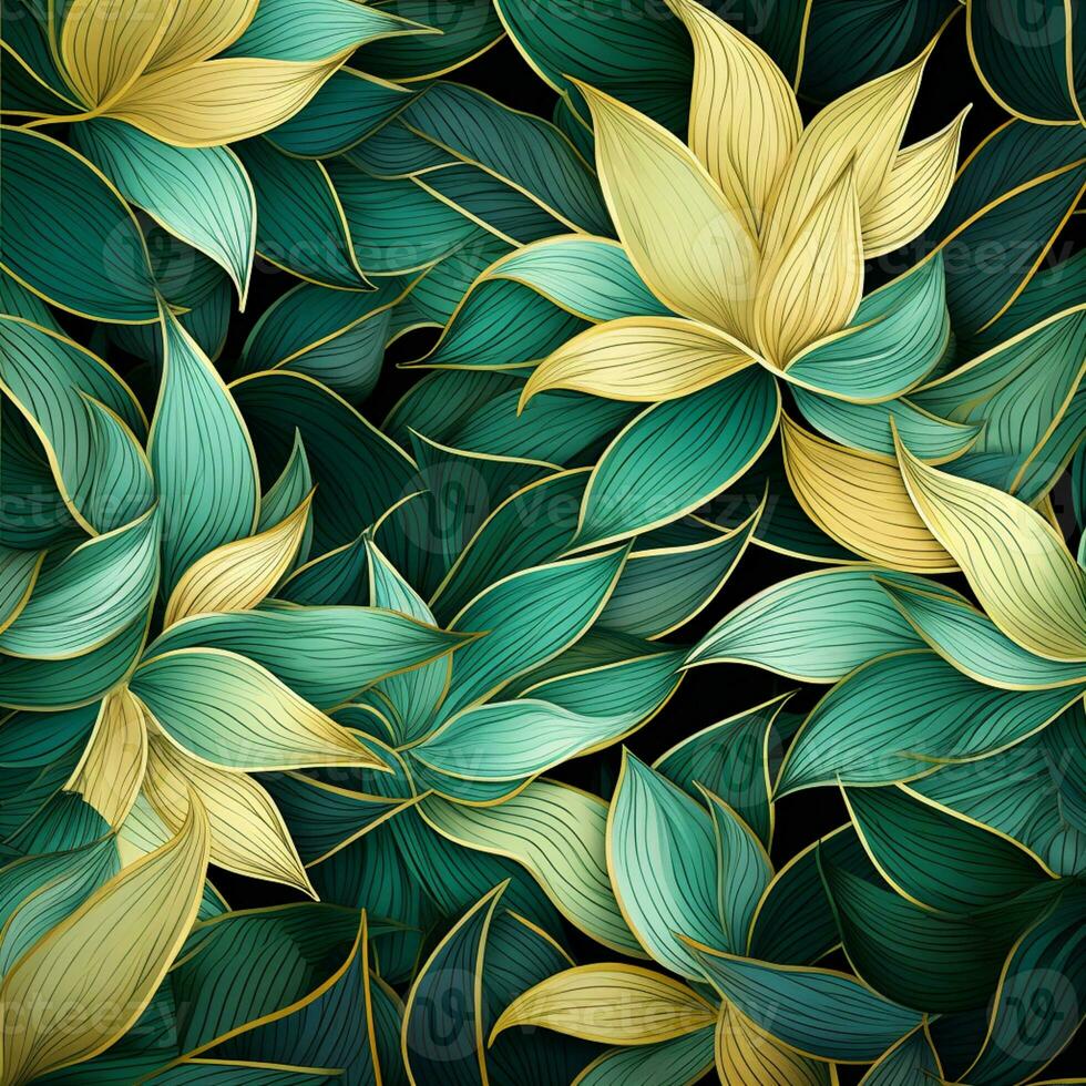 Abstract background colorful leaf pattern, detailed shading, AI Generative photo
