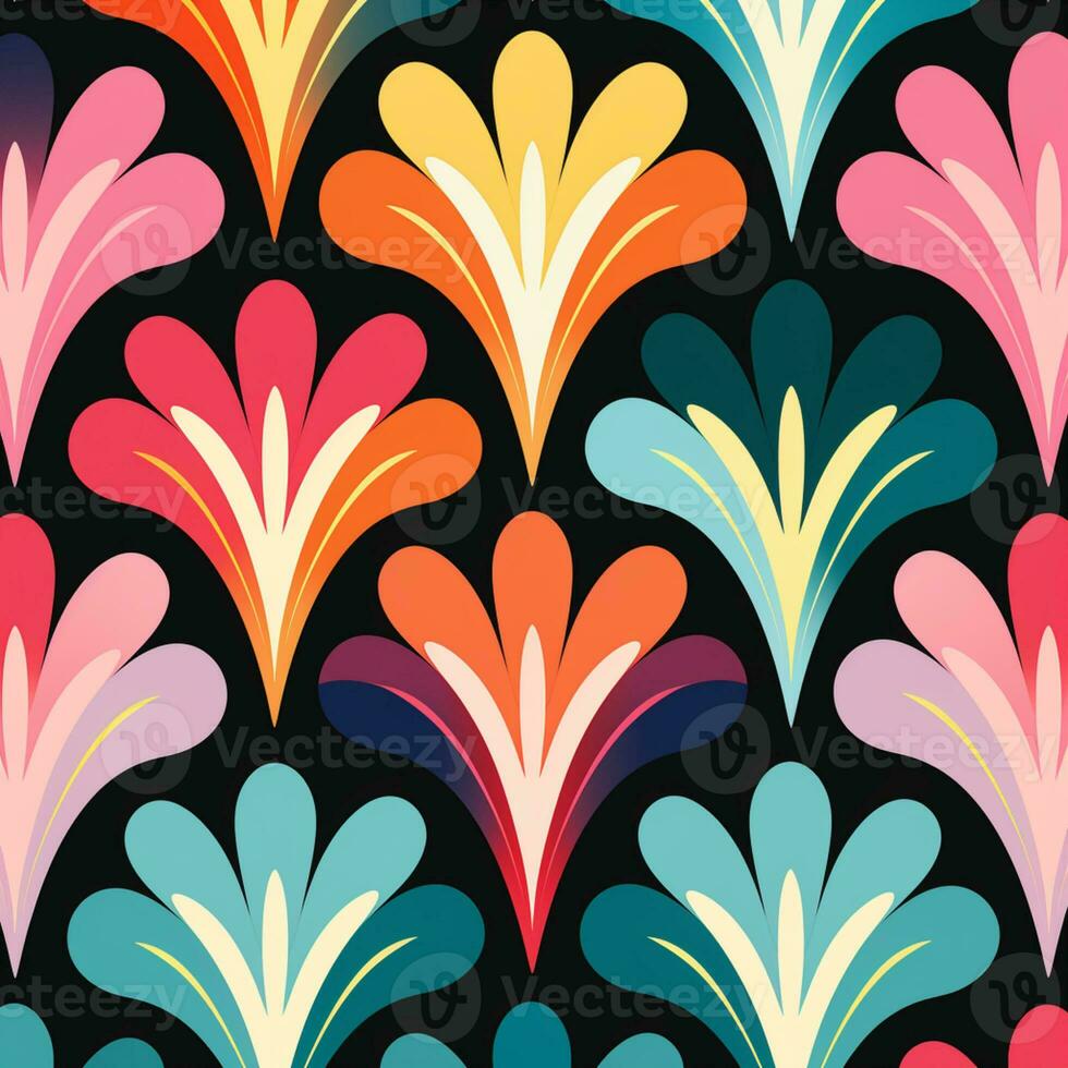 Abstract background colorful flower pattern, detailed shading, AI Generative photo