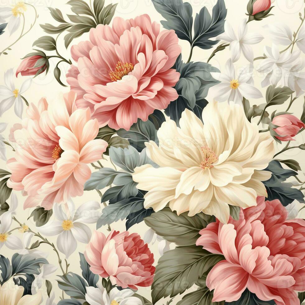 Abstract background colorful flower pattern, detailed shading, AI Generative photo