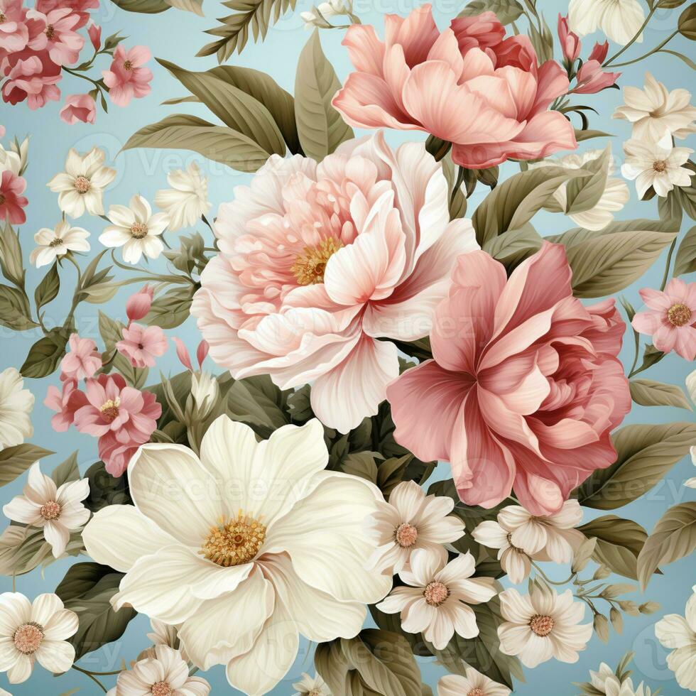 Abstract background colorful flower pattern, detailed shading, AI Generative photo