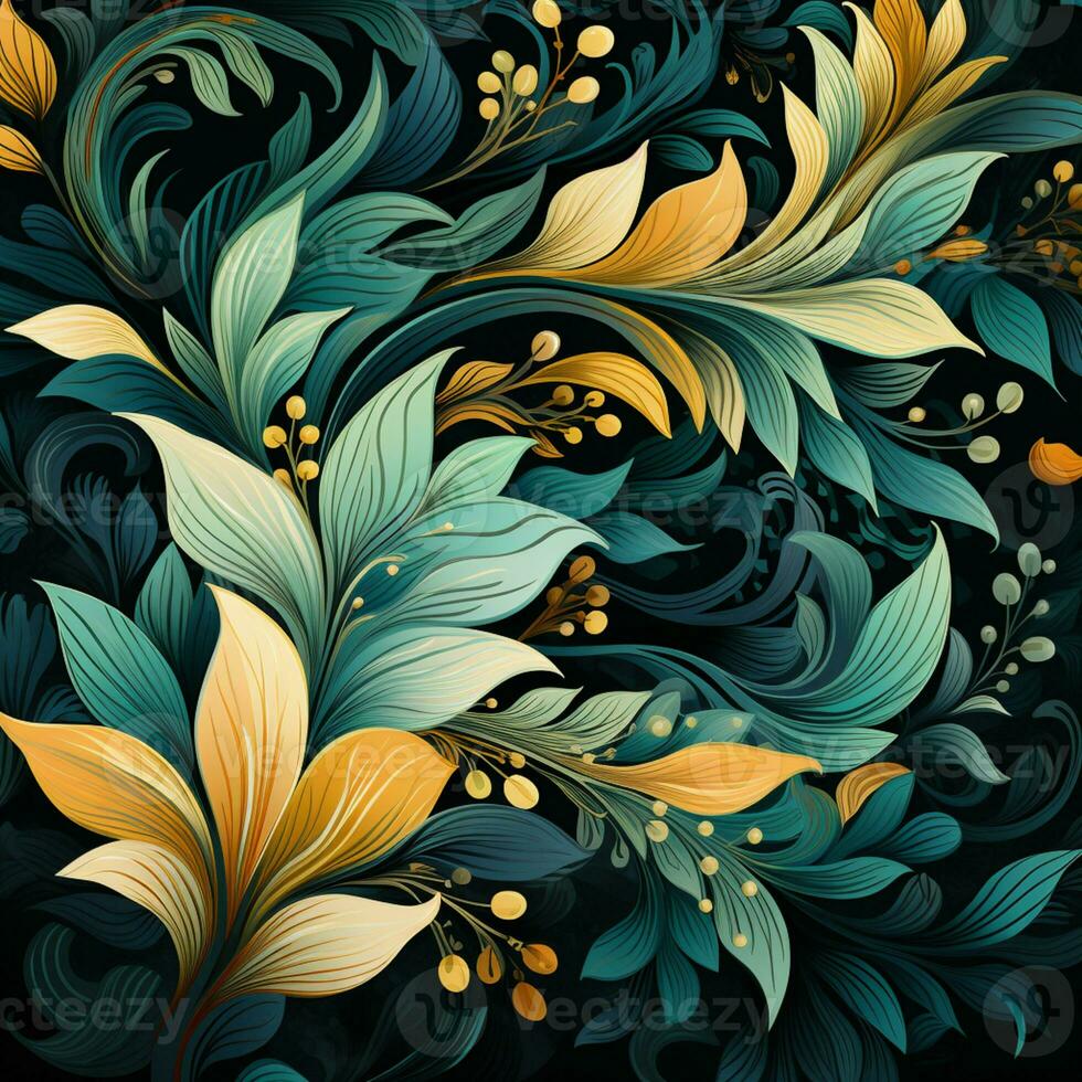 Abstract background colorful flower pattern, detailed shading, AI Generative photo