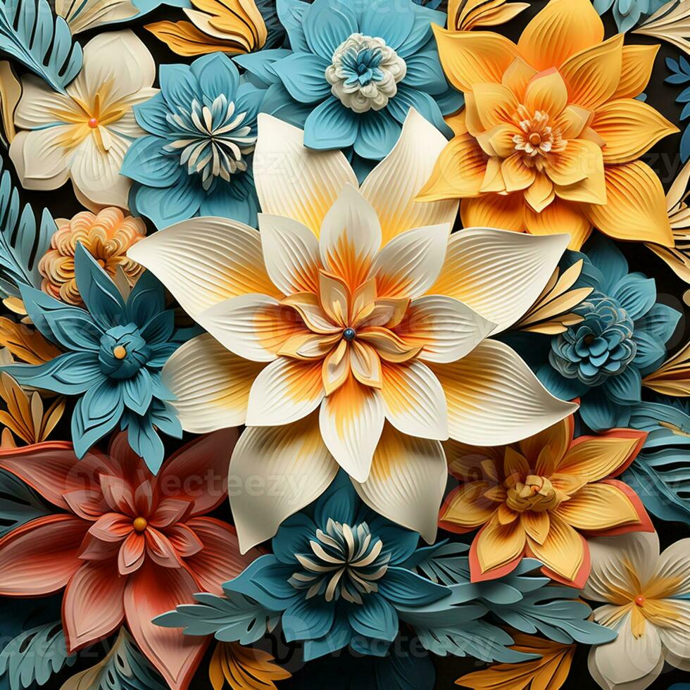 Abstract background colorful flower pattern, detailed shading, AI Generative photo