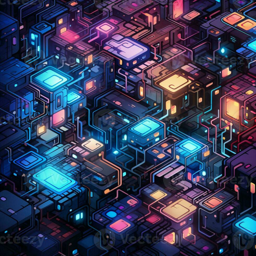 Abstract background circuit board pattern, technology digital concept, AI Generative photo