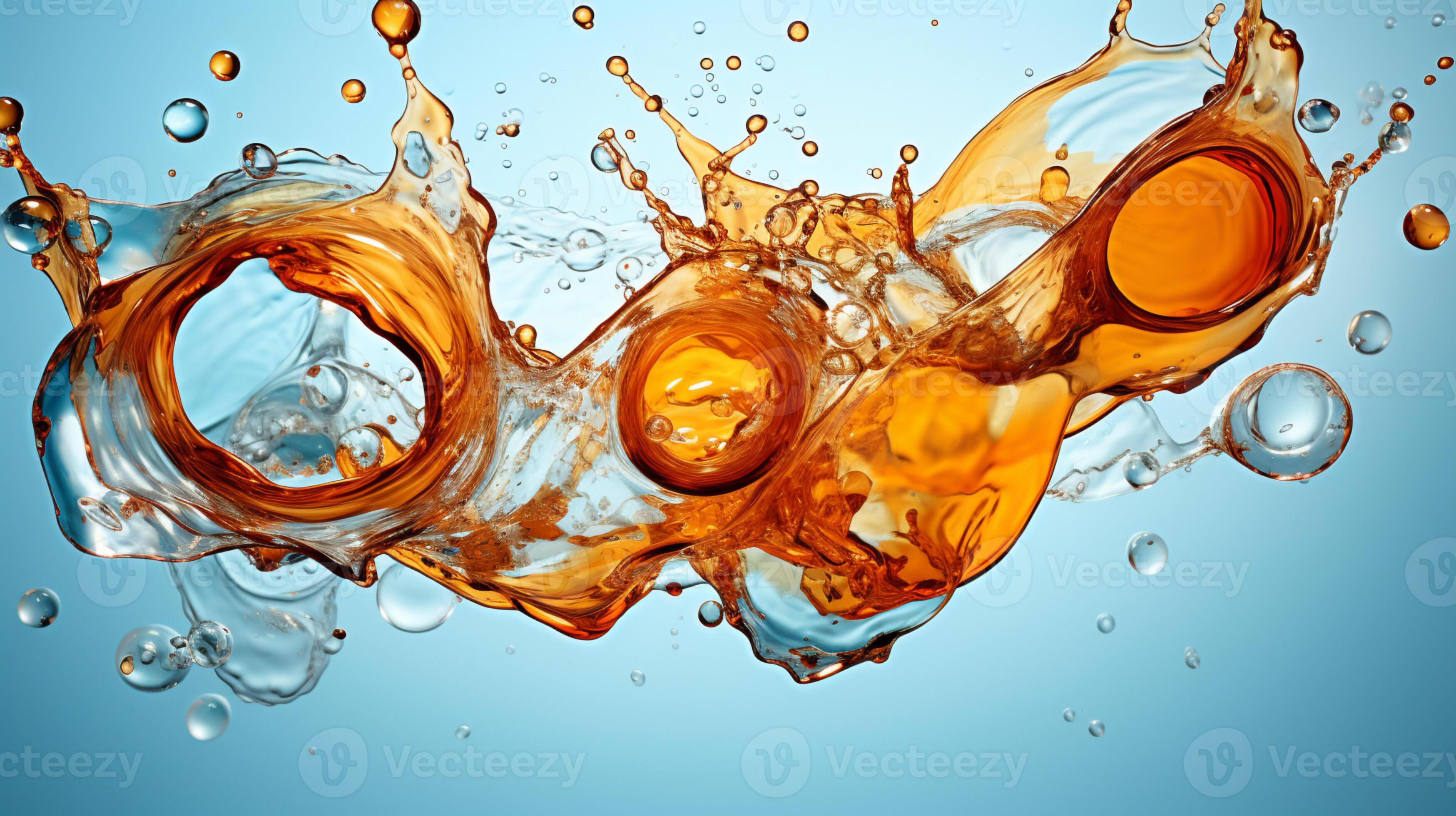 Abstract colorful soft drink bubble, splash effect, AI Generative