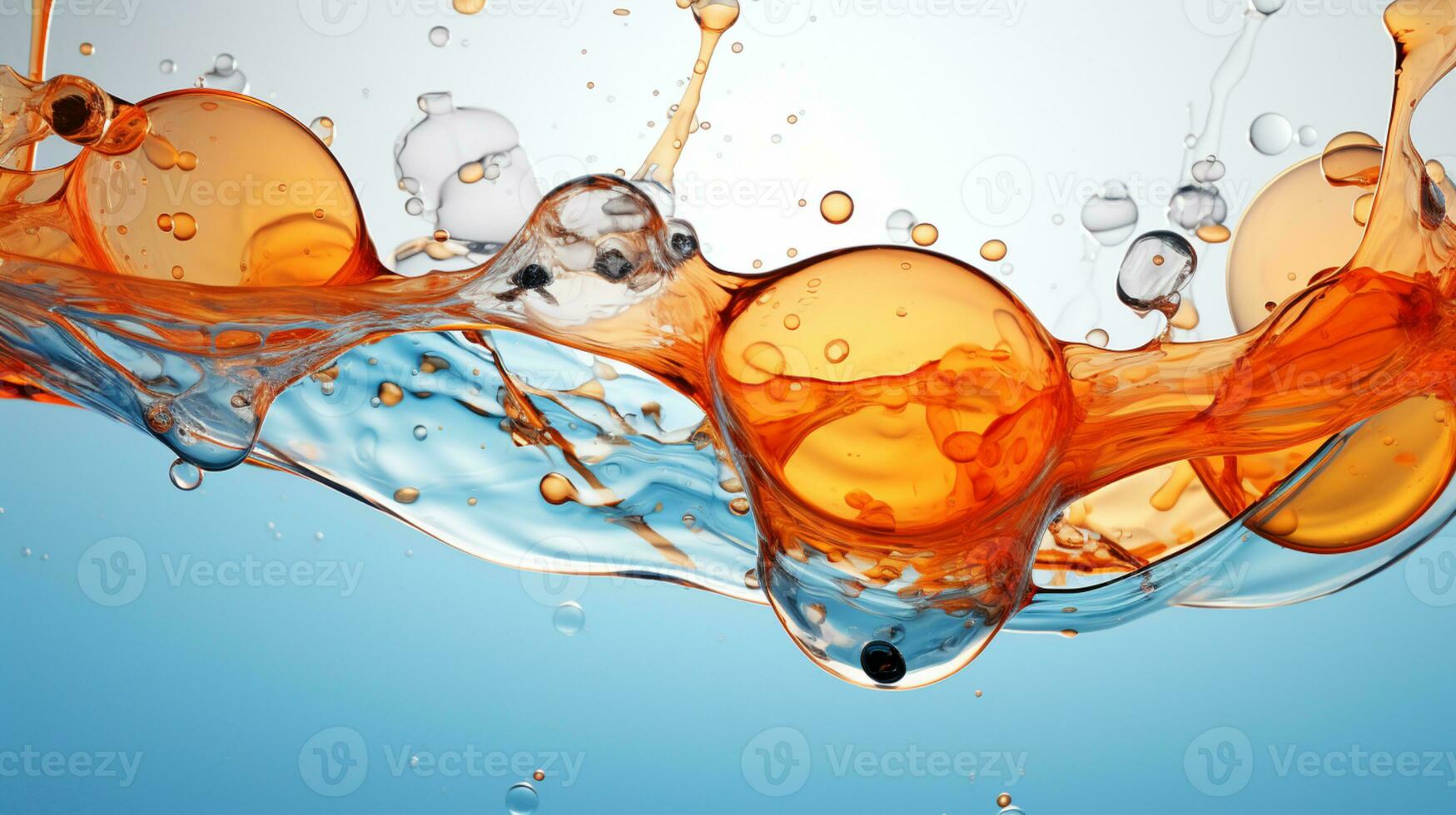 Abstract colorful soft drink bubble, splash effect, AI Generative photo