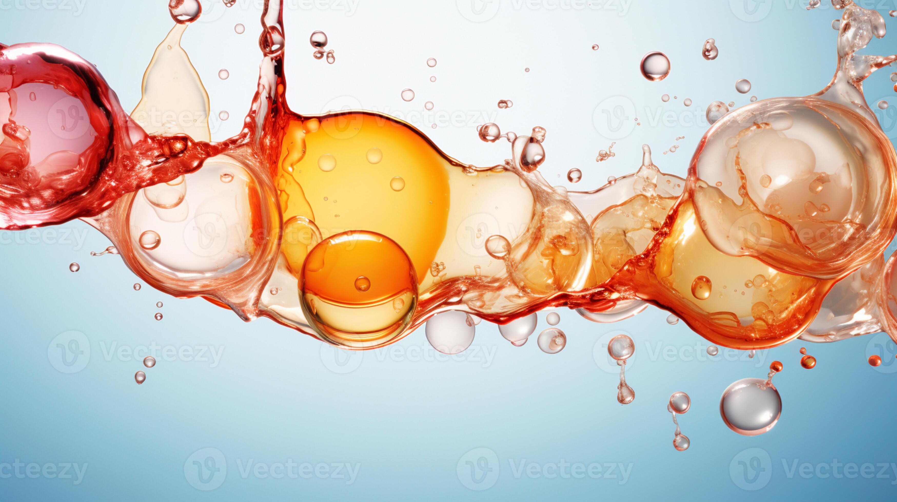Abstract colorful soft drink bubble, splash effect, AI Generative