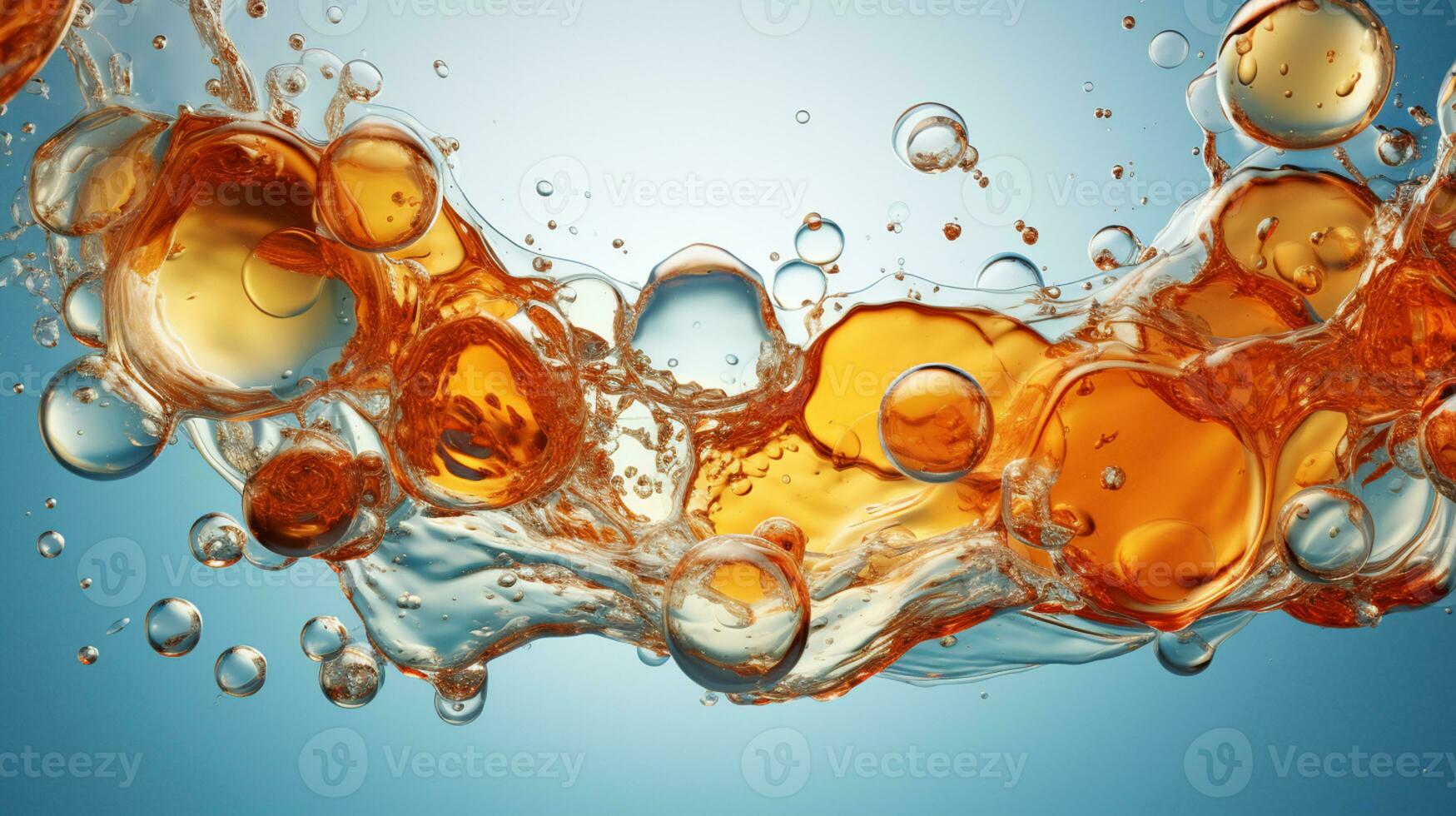 Abstract colorful soft drink bubble, splash effect, AI Generative photo