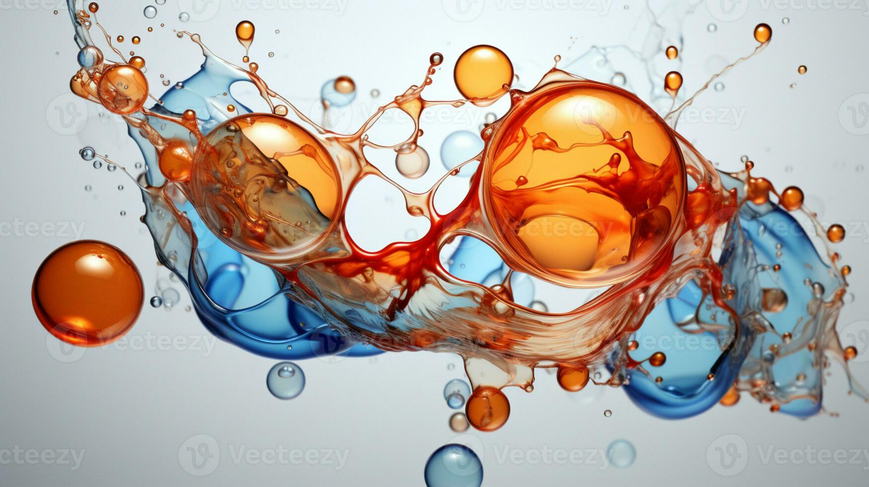 Abstract colorful soft drink bubble, splash effect, AI Generative photo