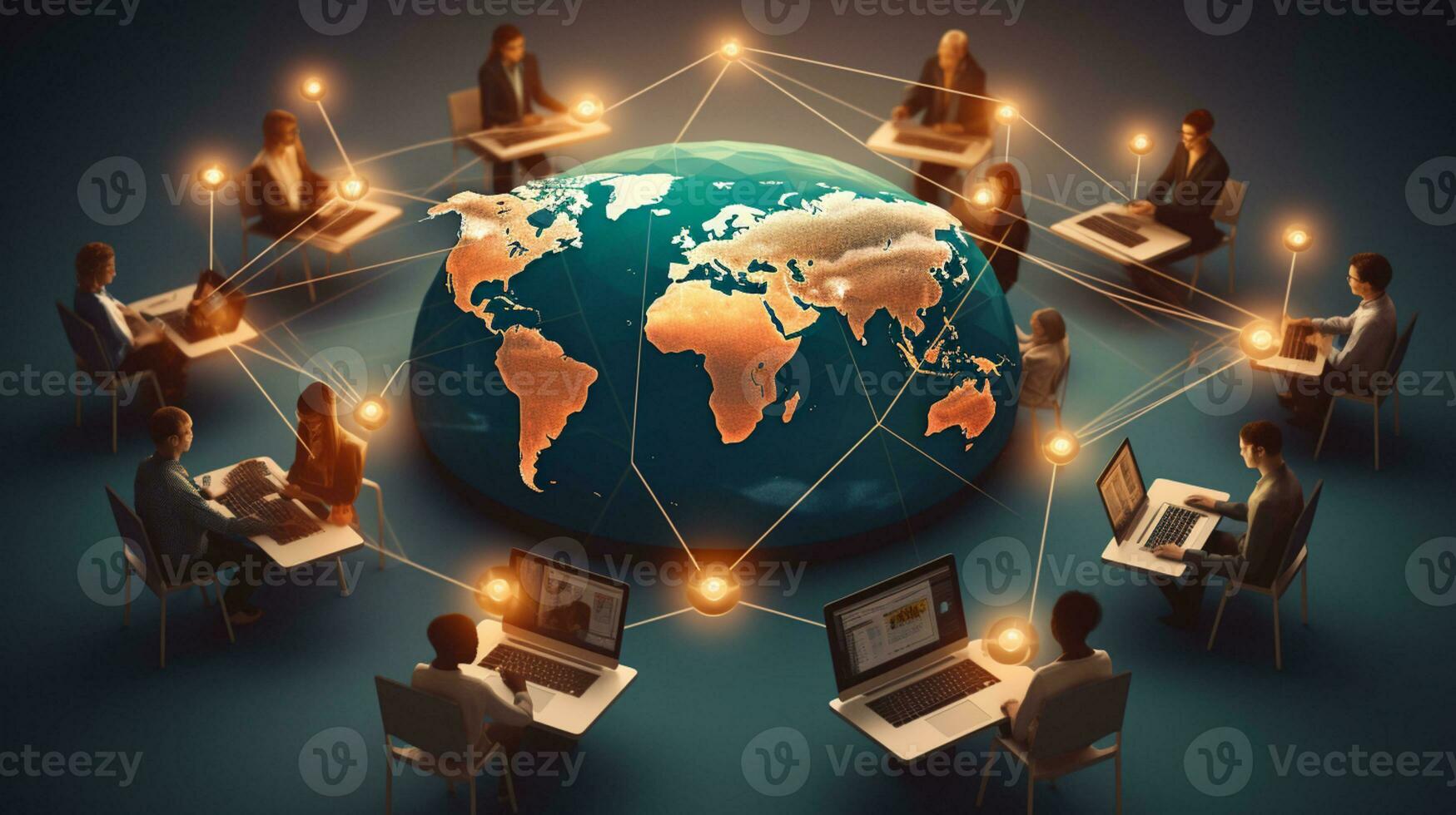 global red conexión, intercambiar negocio información, ai generativo foto