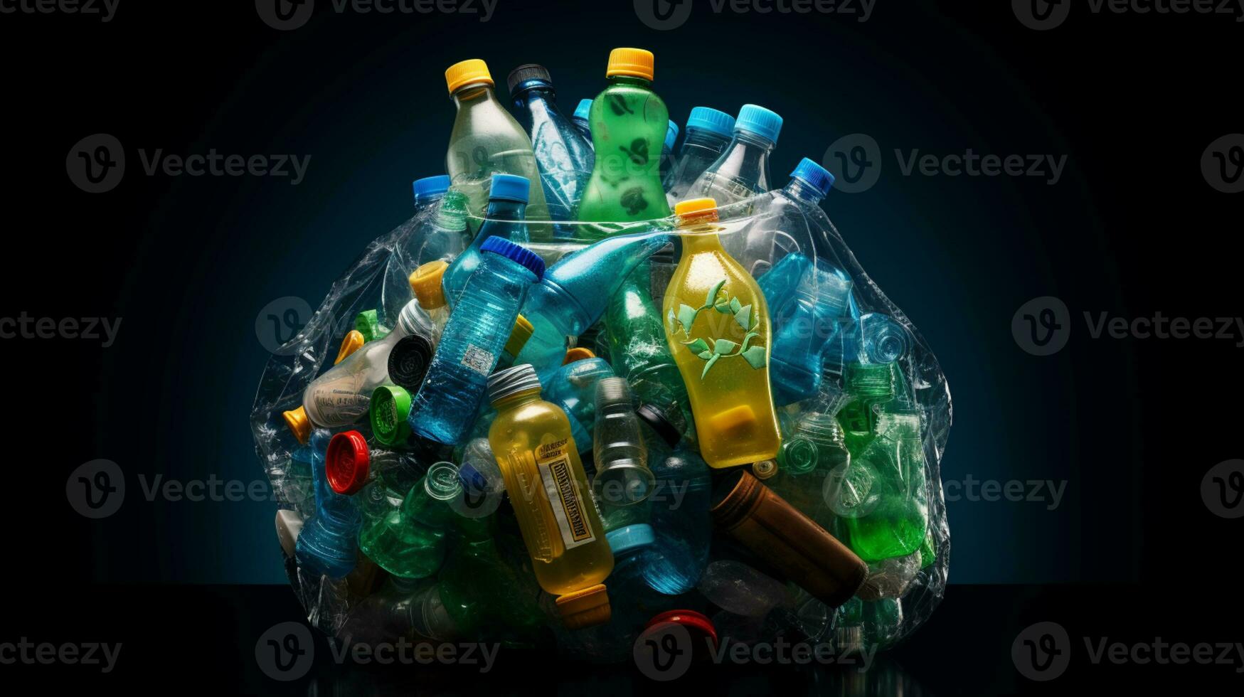 Plastic waste garbage used bottle, AI Generative photo