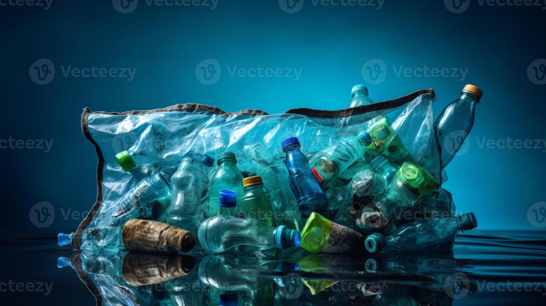 Plastic waste garbage used bottle, AI Generative photo