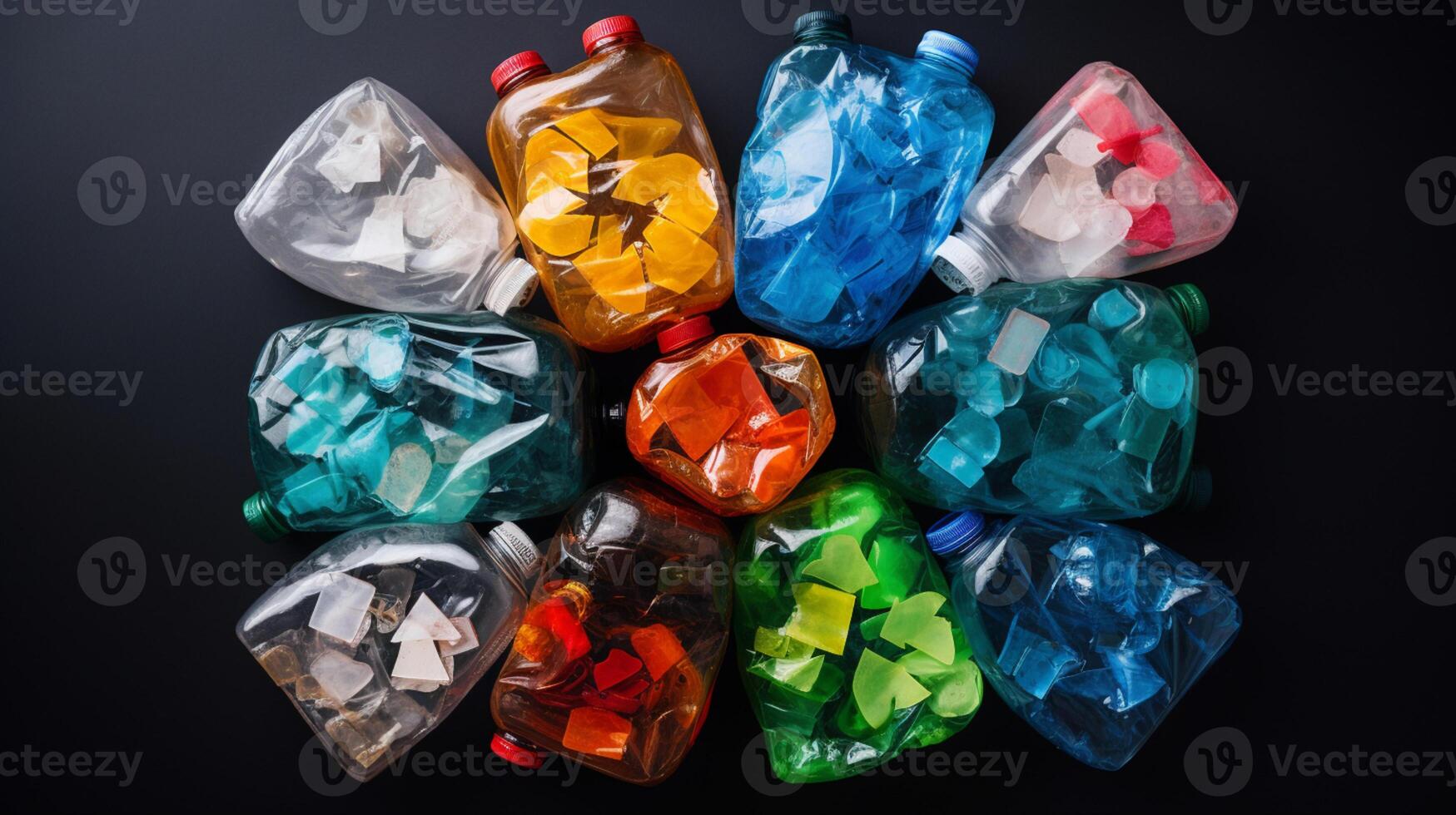 Plastic waste garbage used bottle, AI Generative photo